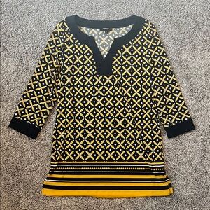 Premise Studio Geometric Navy and Yellow Top